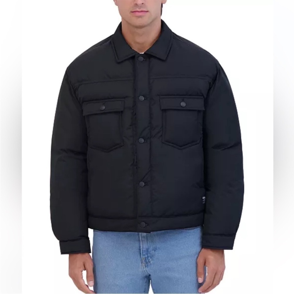 Hudson Jeans Men's Navy Vintage Inspired Puffer Trucker Jacket Sz L NWT